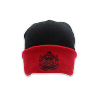 Ugly Fish Knit Beanie Headwear Hat #Black / Red