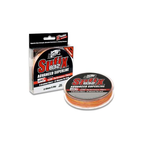 Sufix 832 Advanced Superline x8 Braid 150yd Fire Camo Fishing Line - Choose  Lb