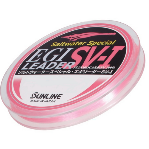 Sunline Egi Pink SV-1 30m Fluorocarbon Fishing Leader - Choose Lb