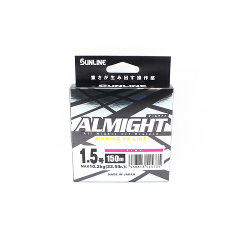 Sunline Almight x5 150m Pink Sinking Braid Fishing Line - Choose Lb