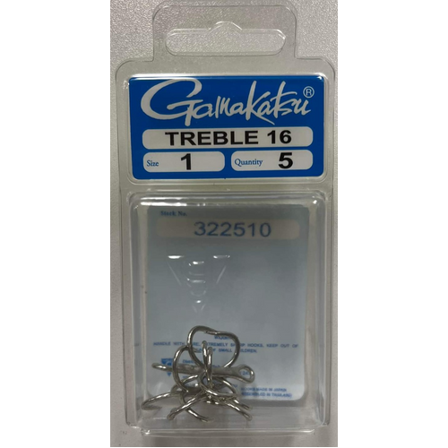 Gamakatsu 16 Heavy Duty Treble Fishing Hook - Choose Size